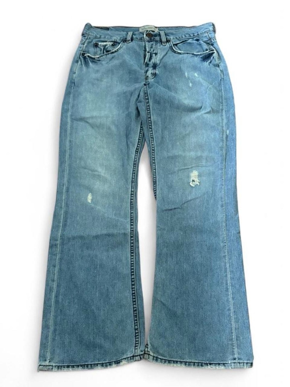 Vintage Old Navy Jeans 34 X 32  Boot Cut Button Fly Y2K Distressed Western USA